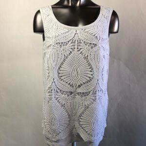 Women’s white crocheted lace tank 14/16